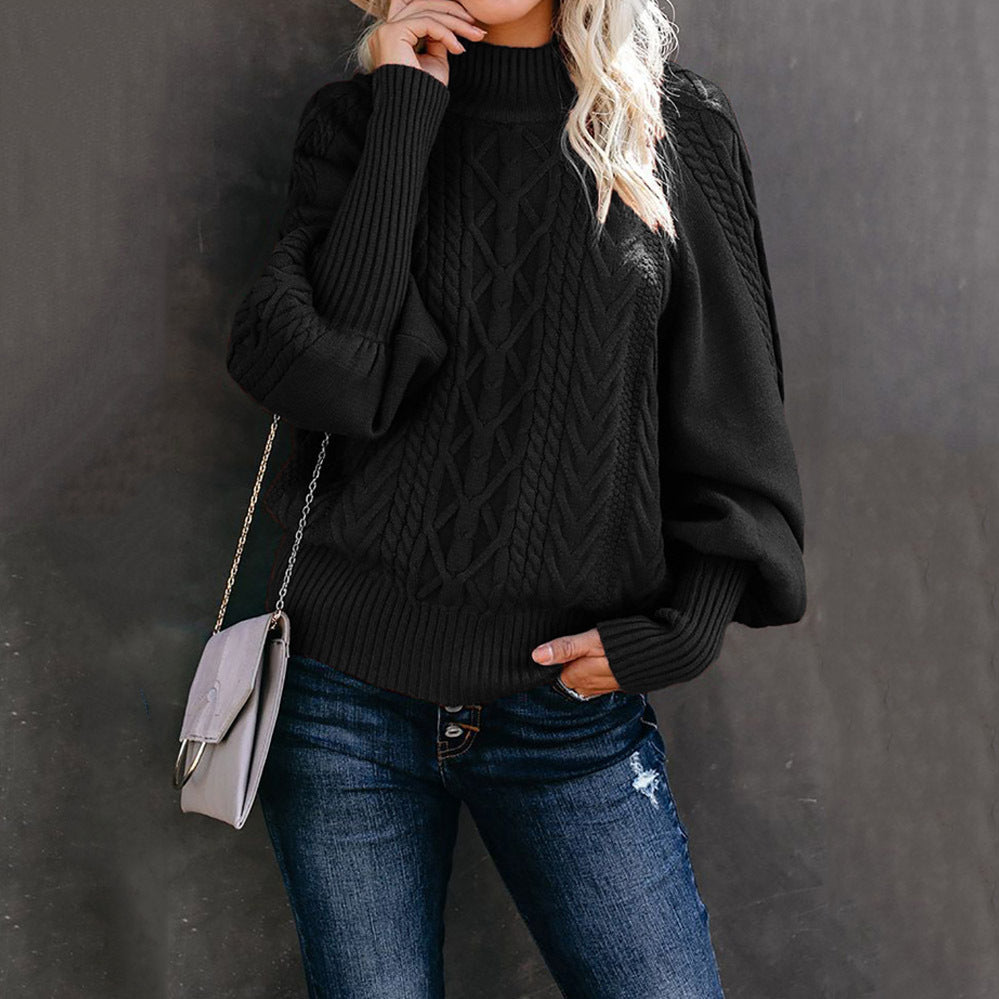 Ladies Loose Long-sleeved Knitted Solid Color Sweater