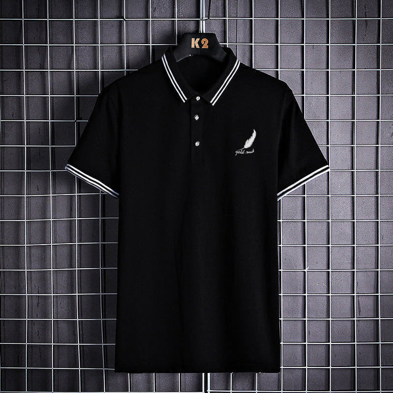 Men's British Short-Sleeved Lapel Gentleman Wheat Polo Shirt