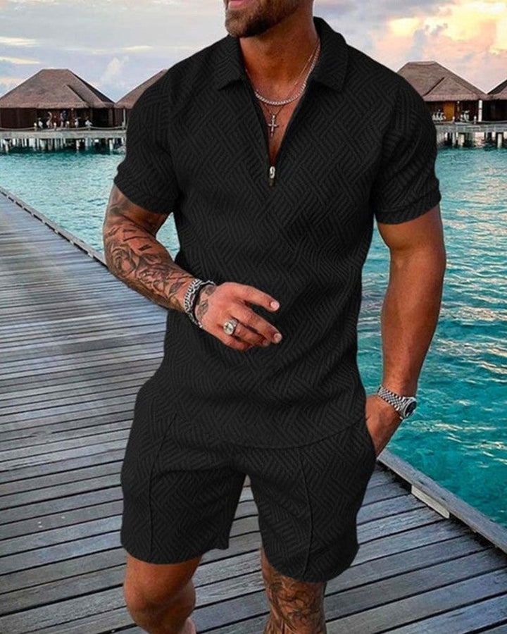 Men's Summer Casual Short Sleeve Shirt and Shorts Set