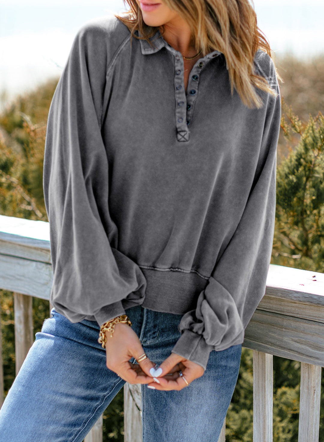 Long Sleeve V-Neck Pullover Sweatshirt