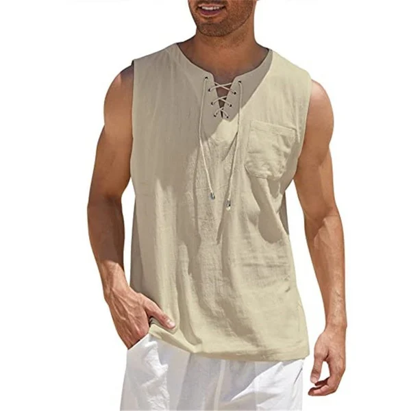 Men's Cotton Linen Sleeveless Shirt