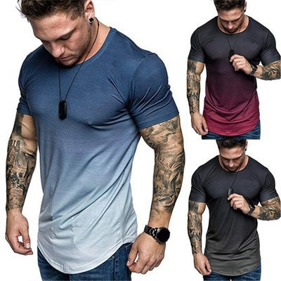 Men's Short Sleeve Round Neck Gradient T-Shirt
