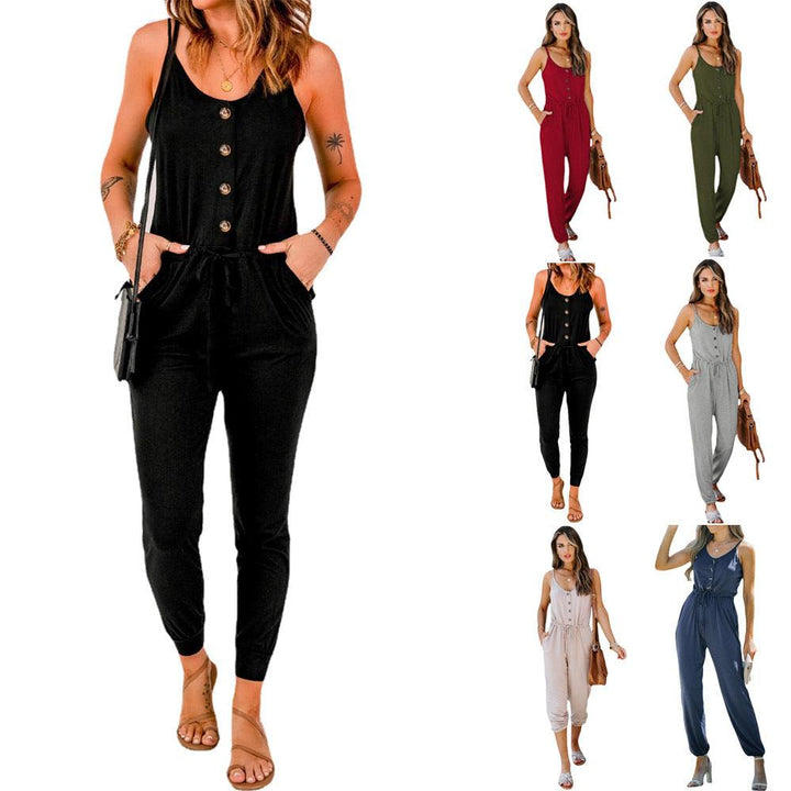 Summer Casual Waist Knitted Jumpsuit - Clevecorner