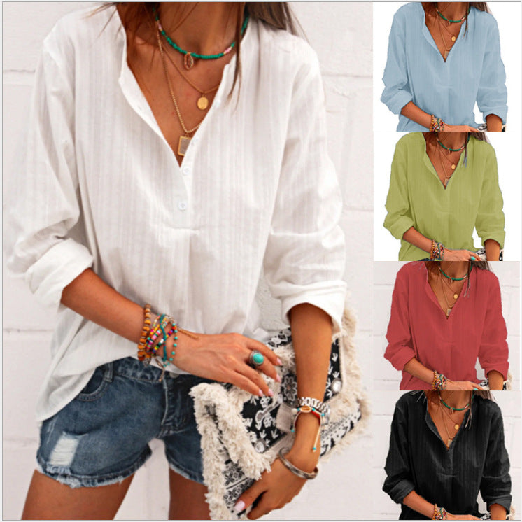 Solid Color Cotton Linen Top