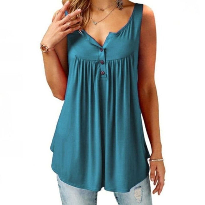Summer Loose Button Tank Top - Clevecorner