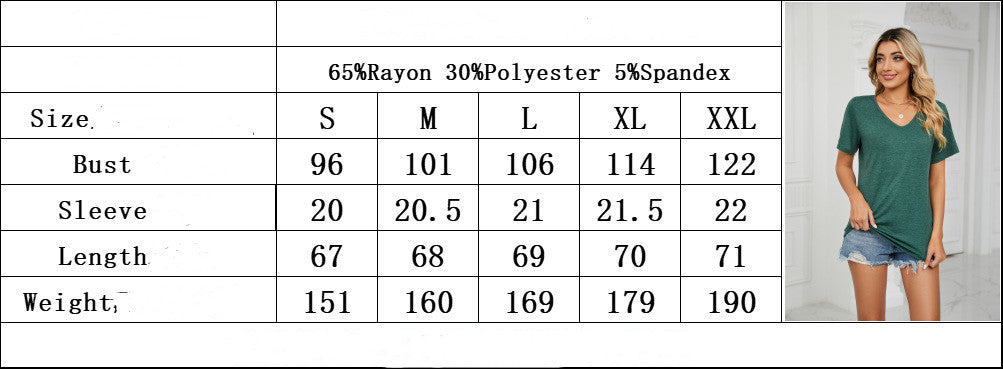 Spring Summer Short Sleeves V-neck Pleated Solid Color Loose-fitting T-shirt