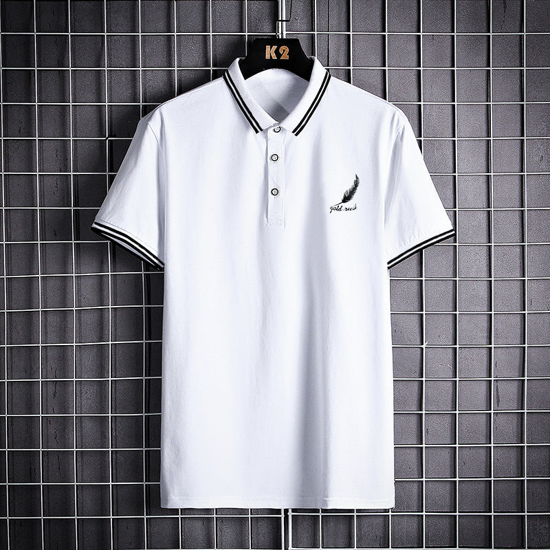 Men's British Short-Sleeved Lapel Gentleman Wheat Polo Shirt