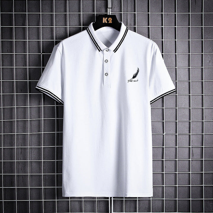 Men's British Short-Sleeved Lapel Gentleman Wheat Polo Shirt