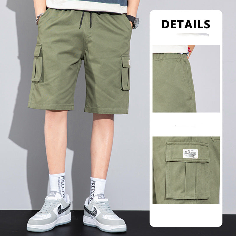 Casual Drawstring Cargo Multi Pocket Men's Beach Shorts