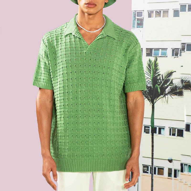 Men's Knitted Short Sleeved Casual T-Shirt