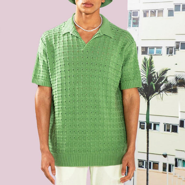 Men's Knitted Short Sleeved Casual T-Shirt