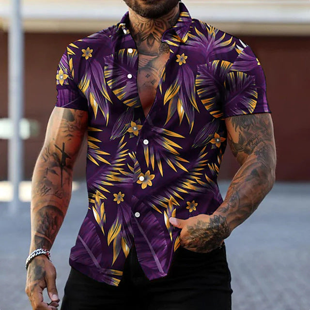 Stylish Men's Leaf Print Shirt