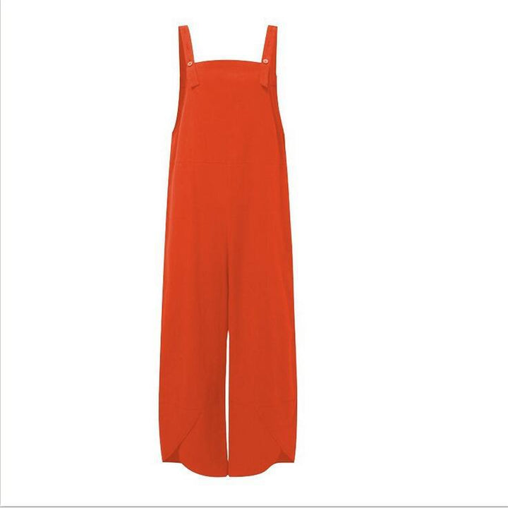 Women's Solid Color Casual Cropped Overalls - Clevecorner