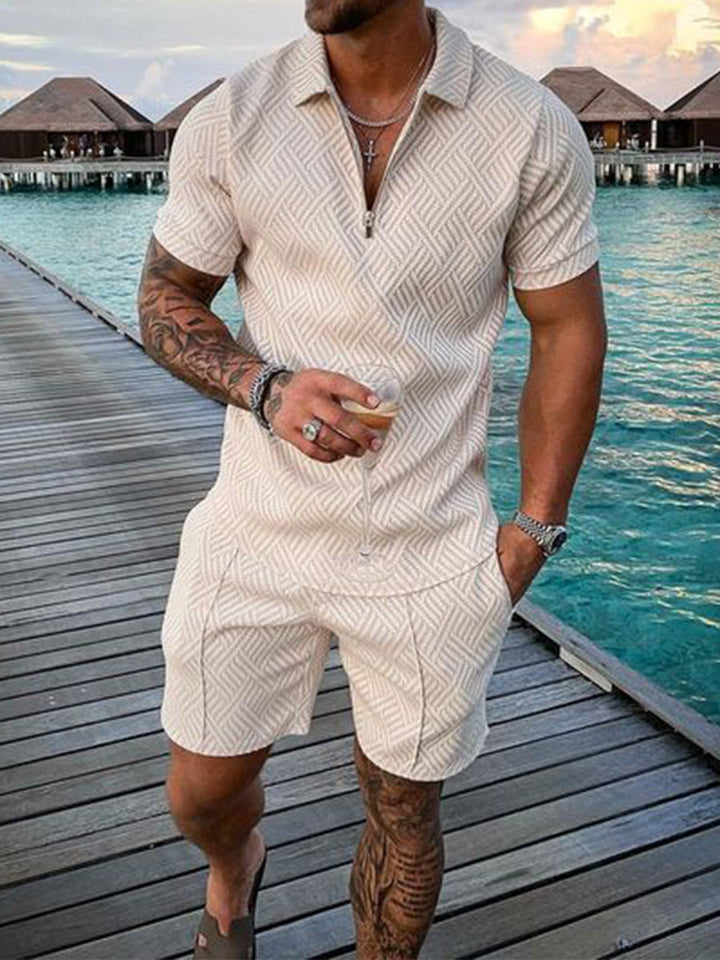 Men's Summer Casual Short Sleeve Shirt and Shorts Set