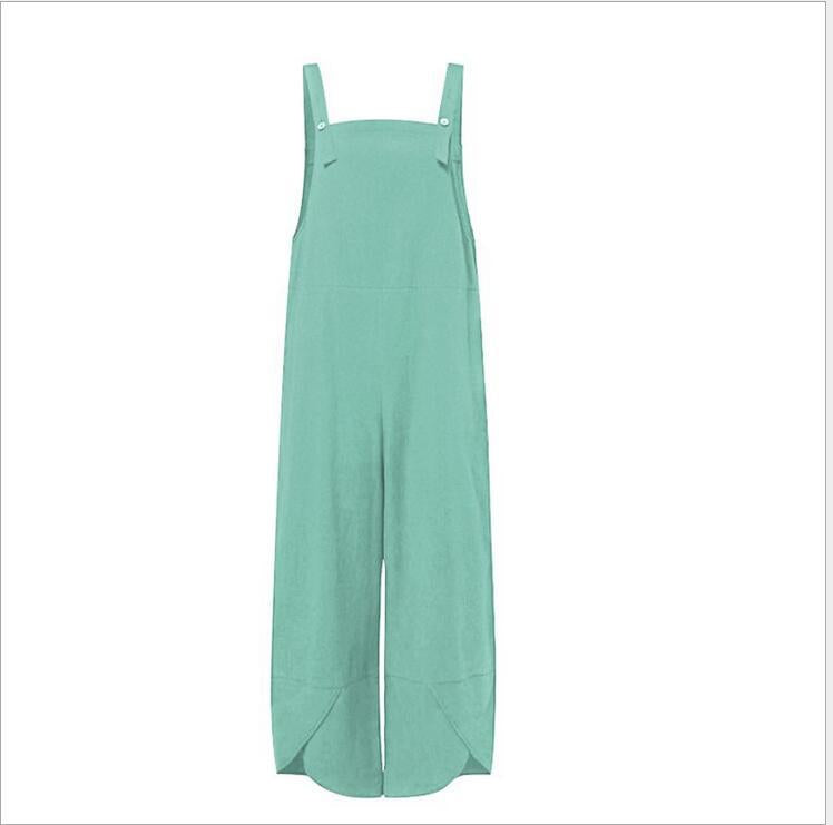 Women's Solid Color Casual Cropped Overalls - Clevecorner