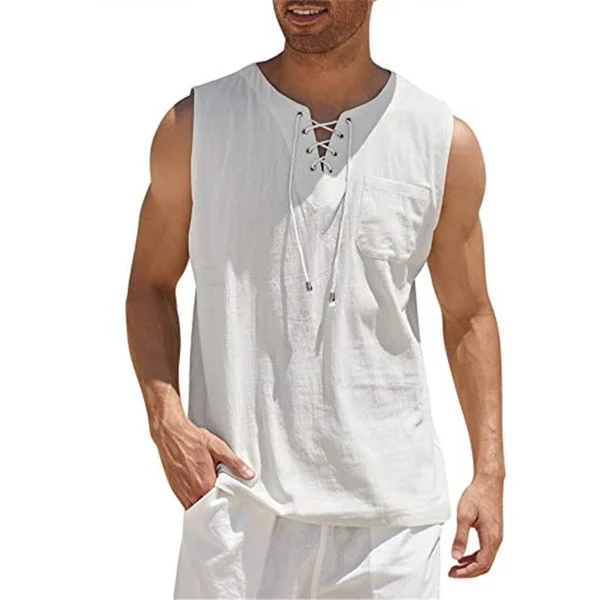 Men's Cotton Linen Sleeveless Shirt