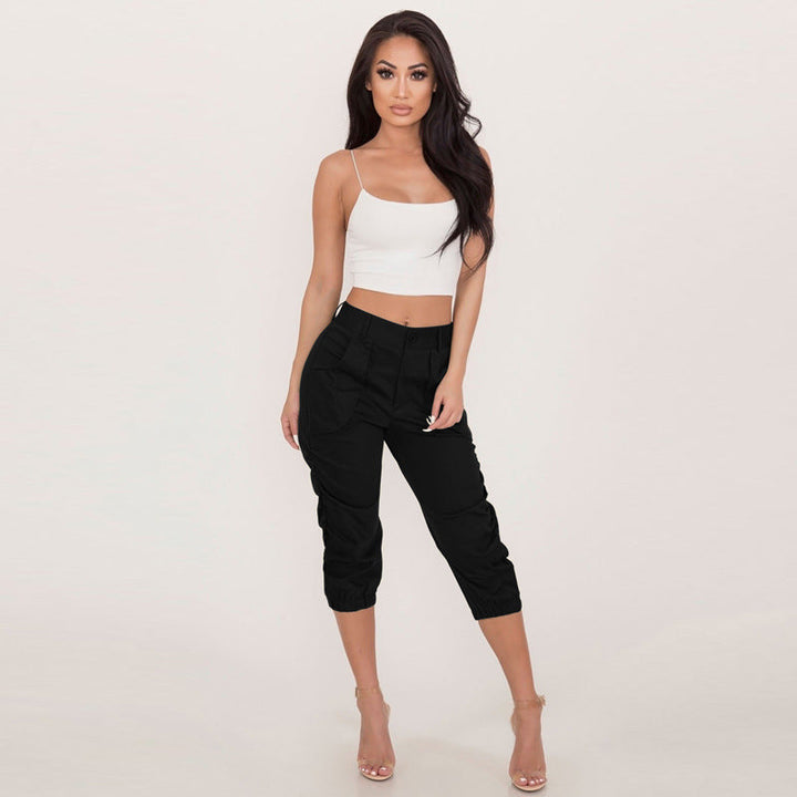 Women's casual cropped overalls harem pants - Clevecorner