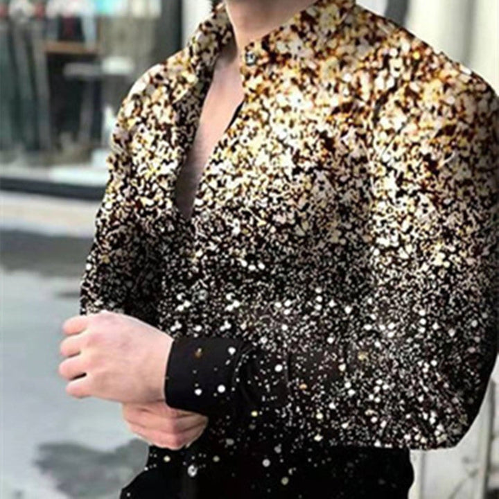 Men's Fashion Casual Printed Long Sleeve Shirt