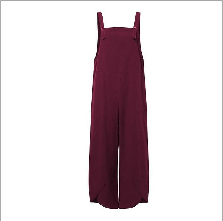 Women's Solid Color Casual Cropped Overalls - Clevecorner