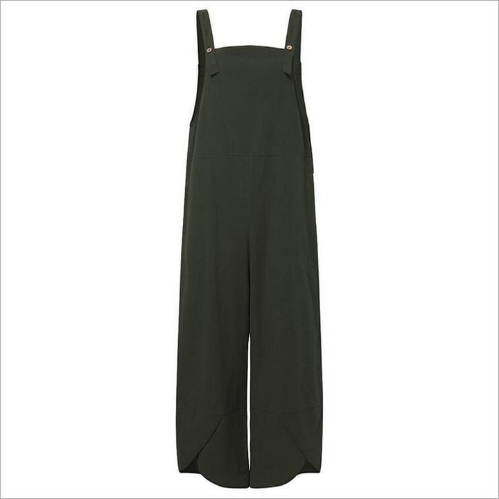 Women's Solid Color Casual Cropped Overalls - Clevecorner