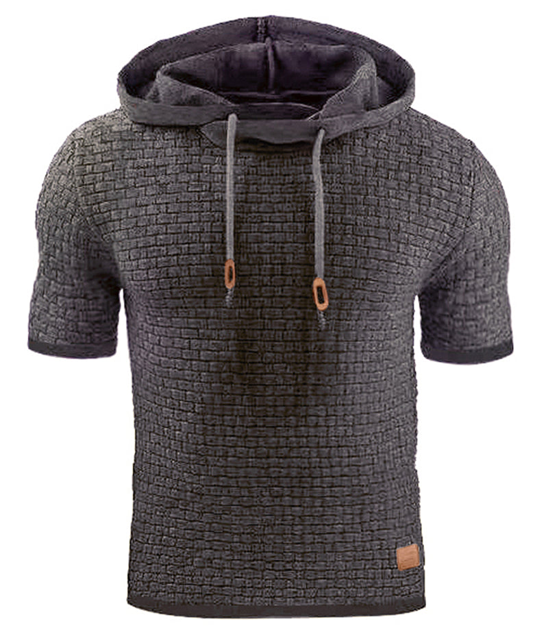 Men's Short Sleeve Solid Knitted Hoodie Sweater