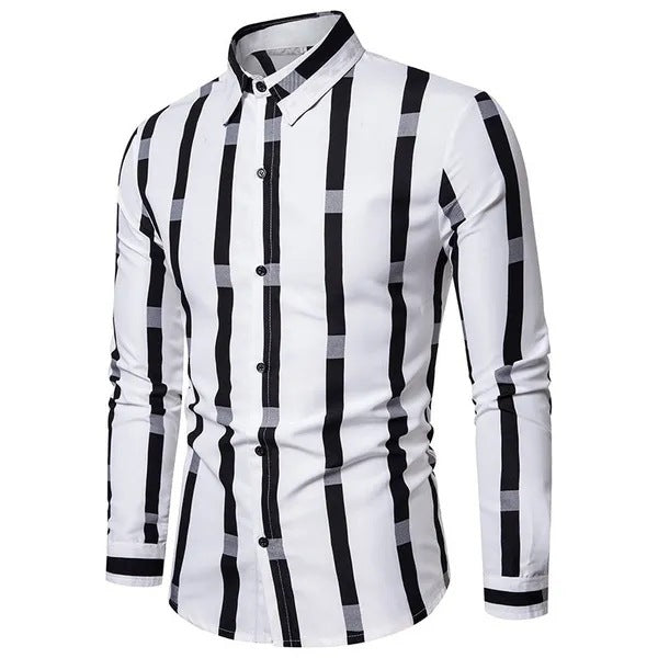 Men's Plus Size Lapels Business Slim-fit Long-sleeved Shirt