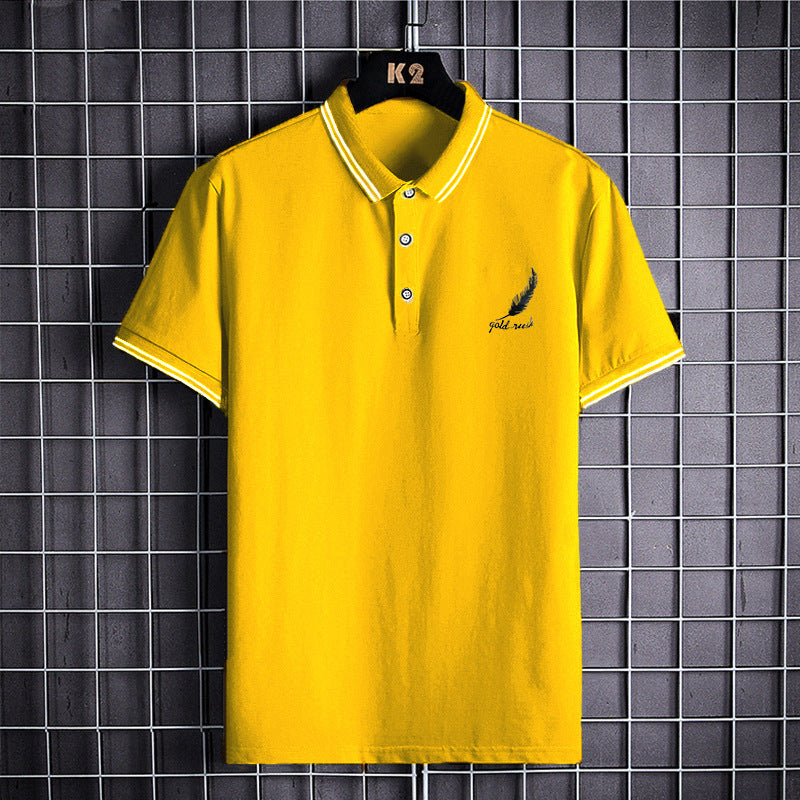 Men's British Short-Sleeved Lapel Gentleman Wheat Polo Shirt