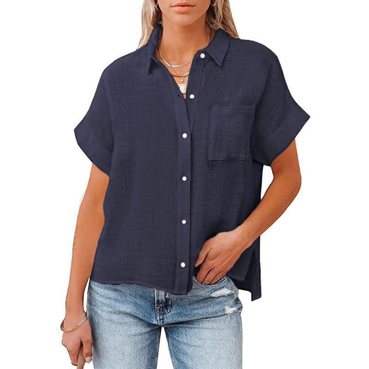 Summer Cotton Linen Short Sleeve Casual Shirt - Clevecorner
