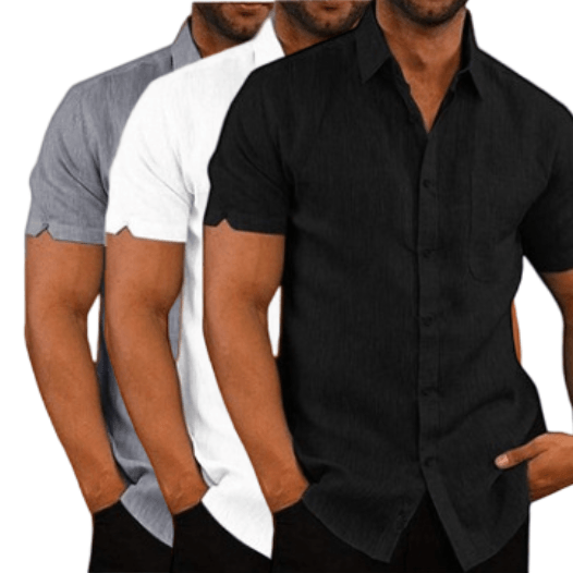 Summer Casual Solid Color Button Linen Shirt - Clevecorner